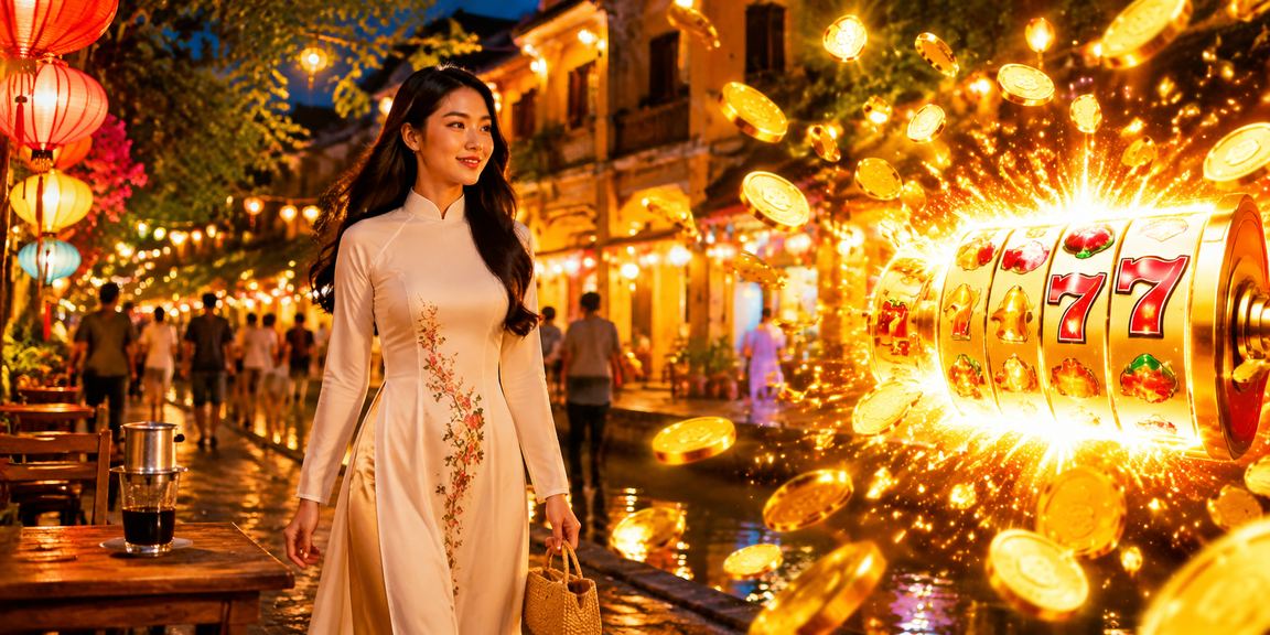 Người dùng Hội An thử nghiệm slot game trực tuyến trong quán cà phê buổi sáng